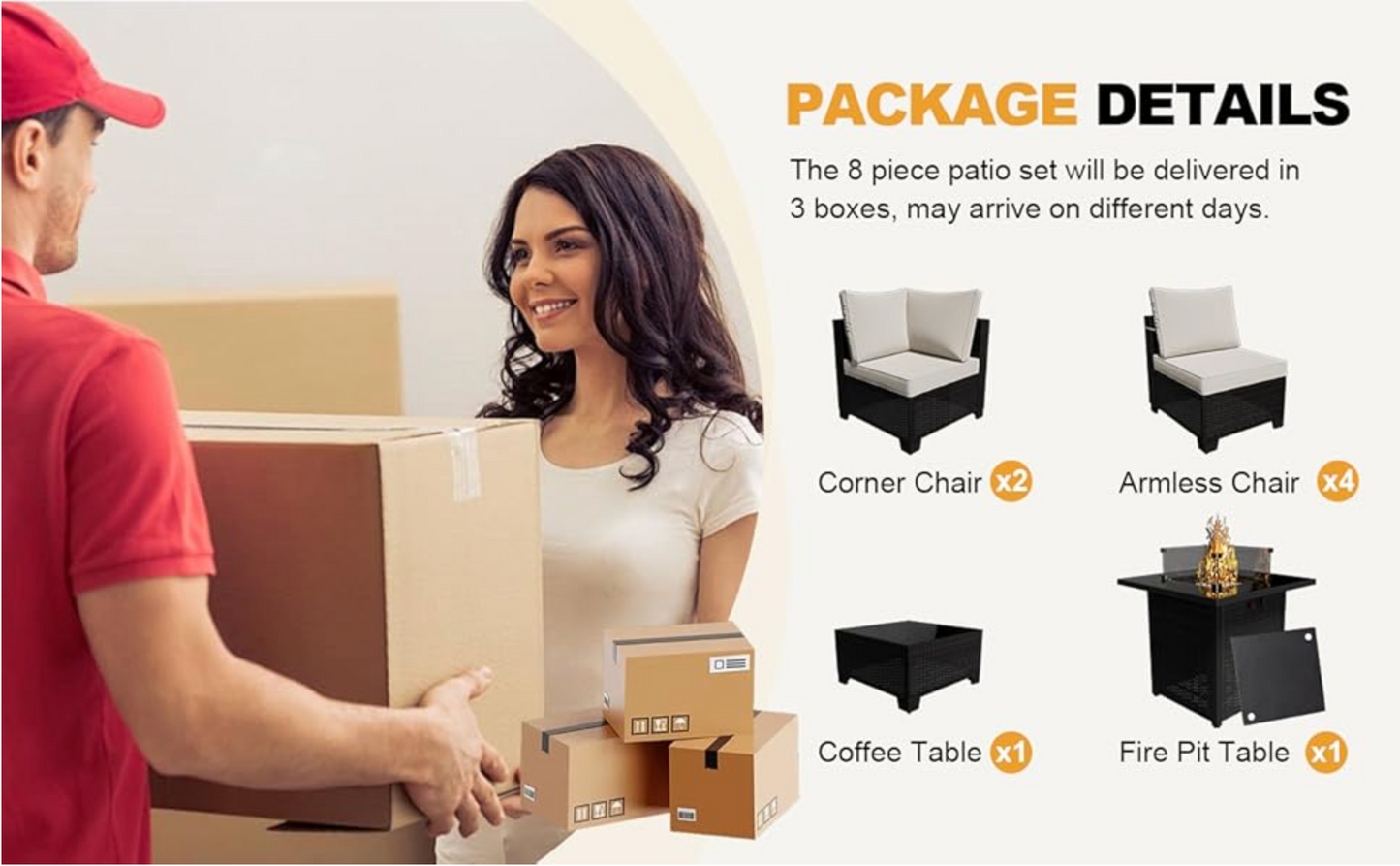 8 Pieces Outdoor Sectional Wicker Patio Furniture Set