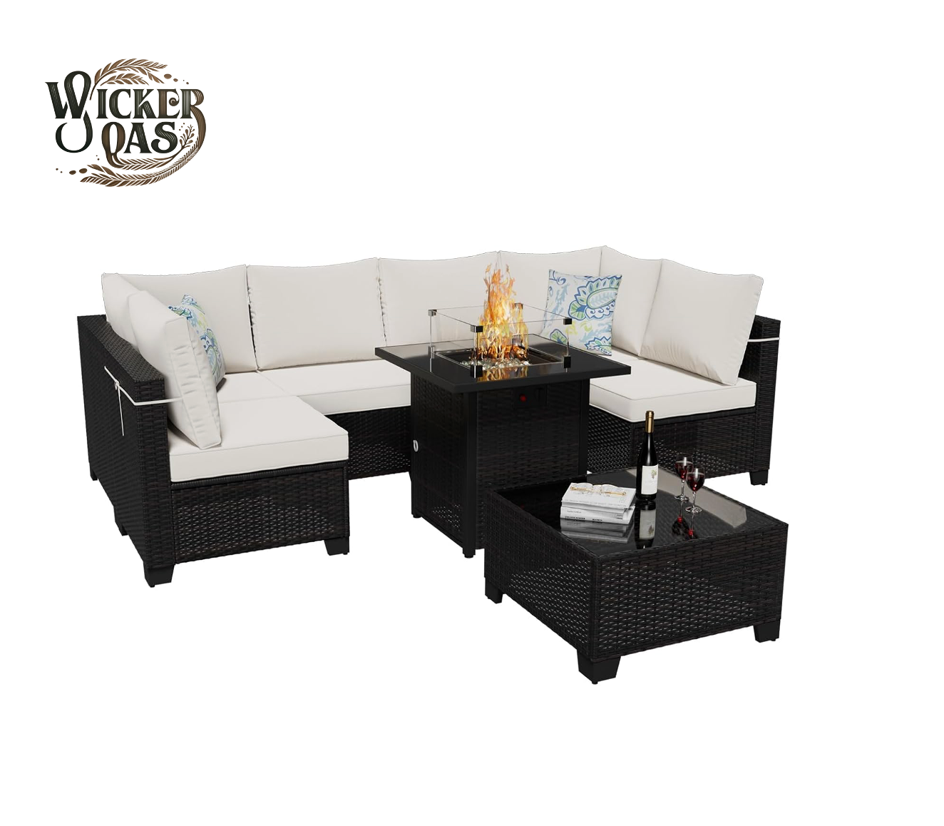 8 Pieces Outdoor Sectional Wicker Patio Furniture Set