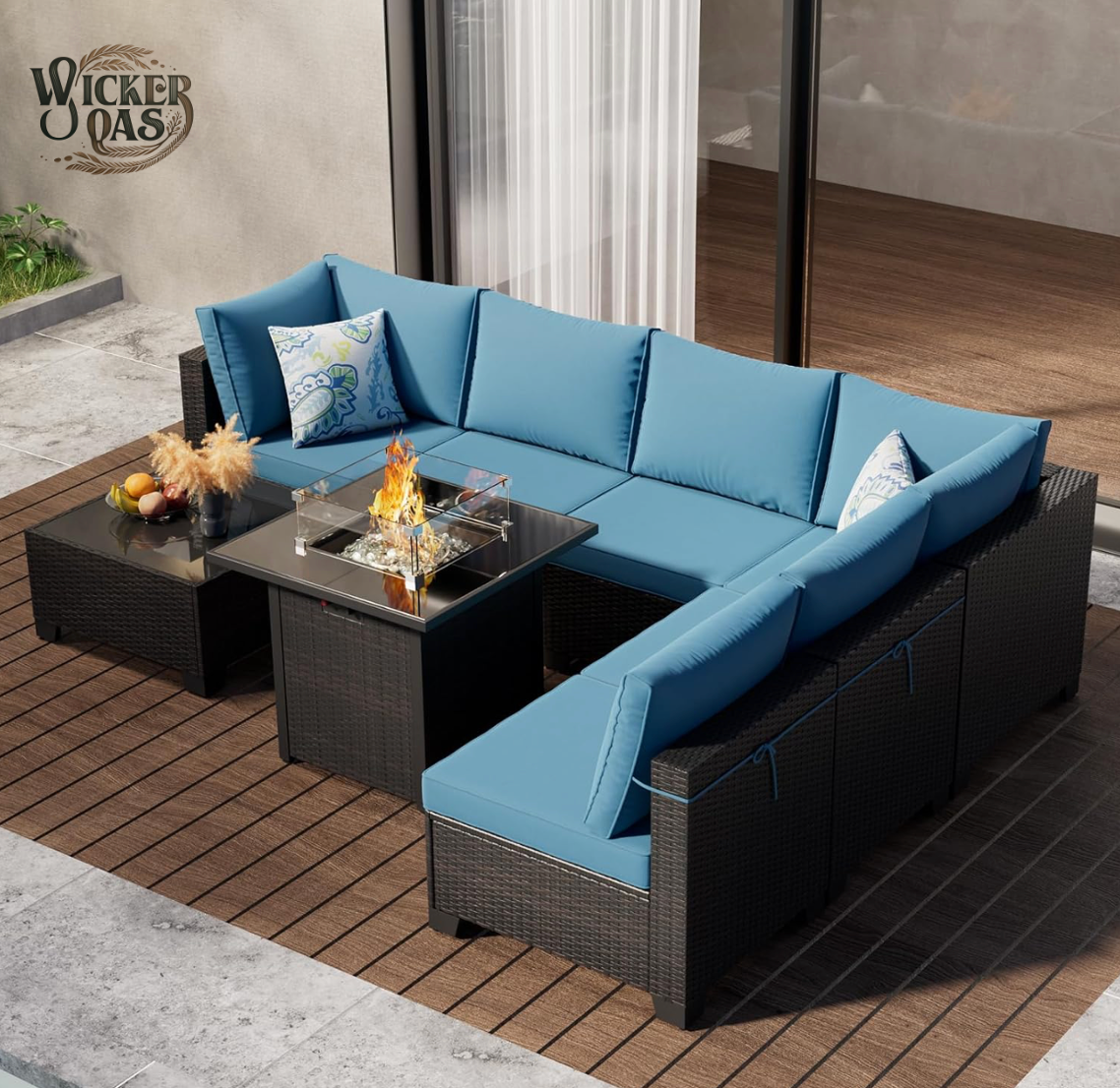 8 Pieces Outdoor Sectional Wicker Patio Furniture Set