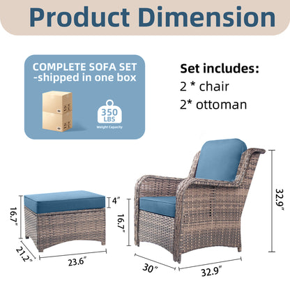 Luxury Double-Strand Wicker Patio Furniture Set with High-Back Seating & Cushions
