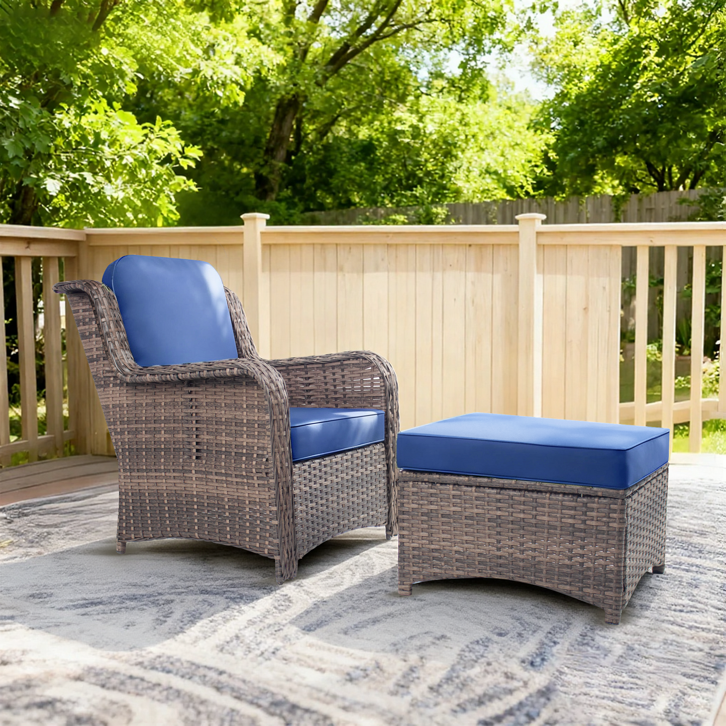 Luxury Double-Strand Wicker Patio Furniture Set with High-Back Seating & Cushions