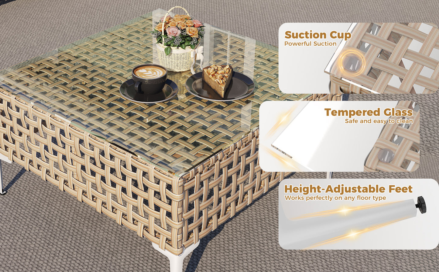 7-Piece Wicker Furniture Sectional Sofa- Bohemian Style, Outdoor