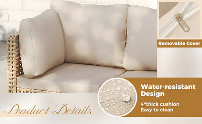 7-Piece Wicker Furniture Sectional Sofa- Bohemian Style, Outdoor