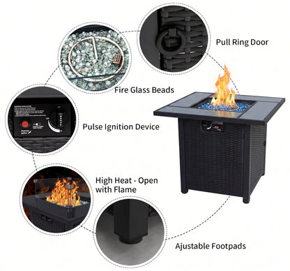 28-Inch/43-Inch Propane Fire Pit Table for Outdoor Patio