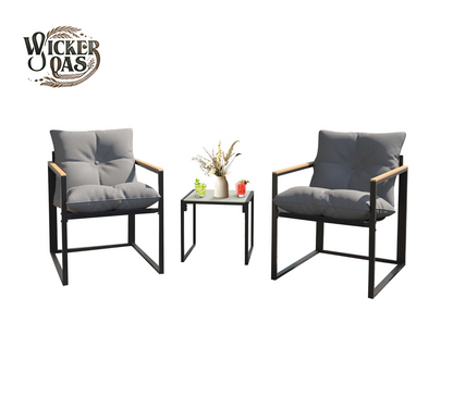 3-Piece Modern Metal Framed Sling Accent Chair, Bistro Set