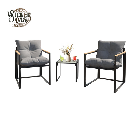 3-Piece Modern Metal Framed Sling Accent Chair, Bistro Set