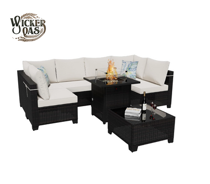 8 Pieces Outdoor Sectional Wicker Patio Furniture Set