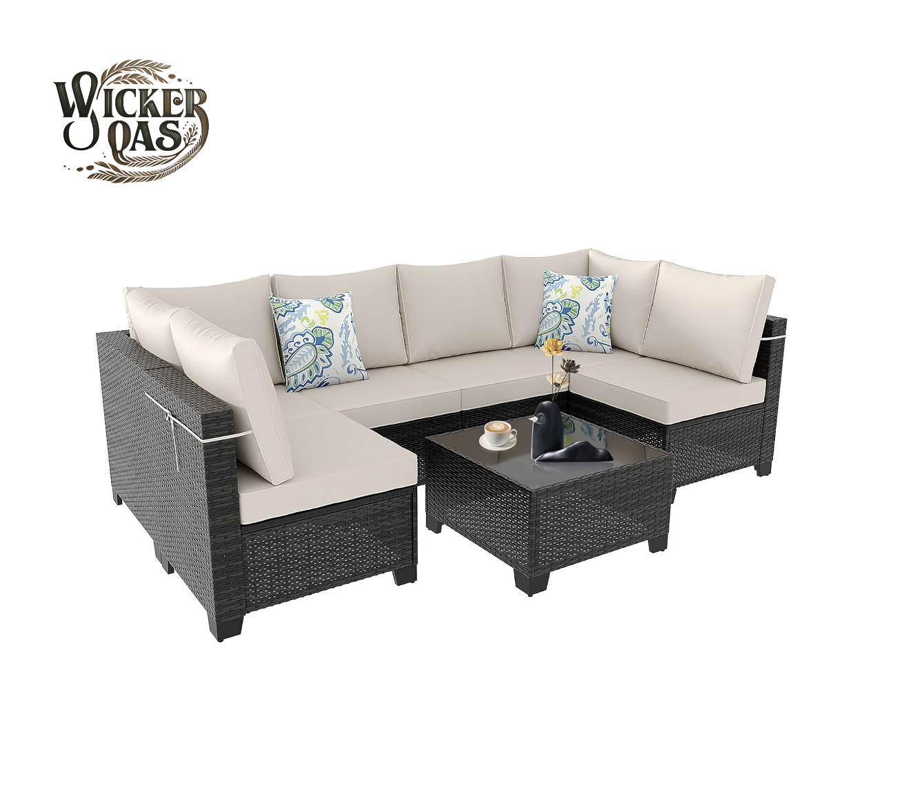 7 Pieces Outdoor Sectional Wicker Patio Furniture Set